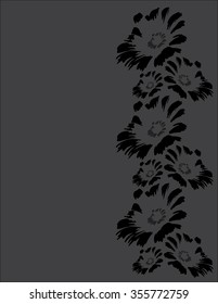 FLOWERS ILLUSTRATION texture gray and black F