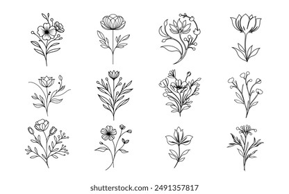 flowers ilustration inline vetor logo