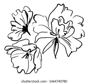 Flowers ink. Vector floral illustration.