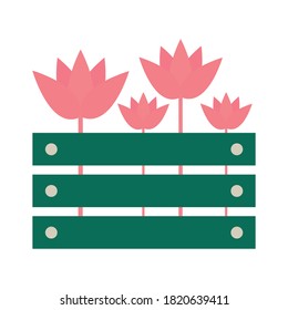 flores dentro de la cesta diseño de icono de estilo plano, naturaleza floral natural natural adorno de jardín y botánica Tema vectorial Ilustración