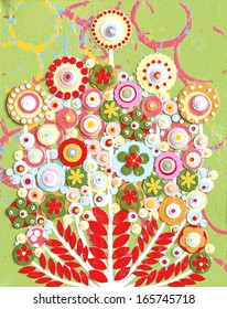 Flowers, interior, original art trace, acrylic on canvas.Good quality original art reproduction, traced to vector, can be used in the mass printing production for the interior decoration.