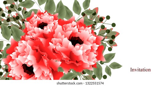 Flowers . Invitation card. Flowers background.