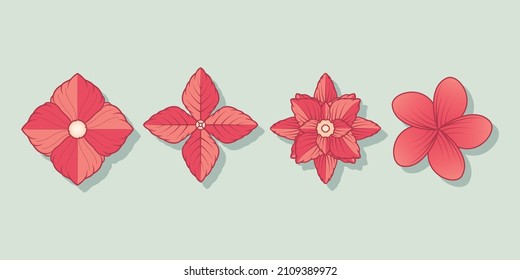 Flowers are isolated in the background. Set of flower icons