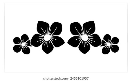 Flowers isolated on transparent background. Flowers in modern simple. for logo or tattoo. Hand drawn line wedding herb, elegant leaves	