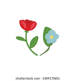Flowers isolated on white background. Vector illustration in flat, cartoon style. EPS10