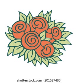 Flowers isolated on a white background. This decorative element can be used to create wedding invitations and any greeting cards.