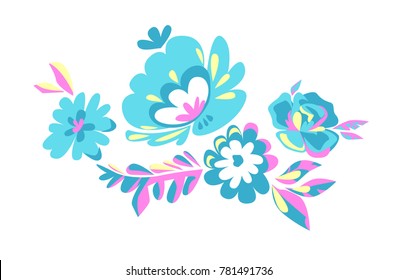 Flowers isolated on white background. Decor Flowers vector illustration