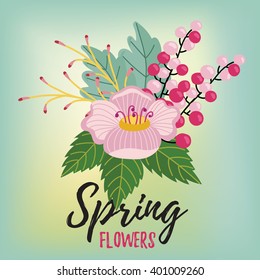 Flowers isolated. Flowers vector on colorful background. Cute flowers. 
