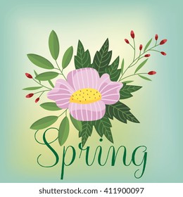 Flowers isolated vector on colorful background. Cute illustration.
