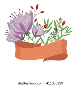 Flowers isolated vector on white background. Cute illustration.