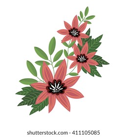 Flowers isolated vector on white background. Cute illustration.