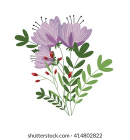 Flowers isolated vector on white background. Cute illustration.