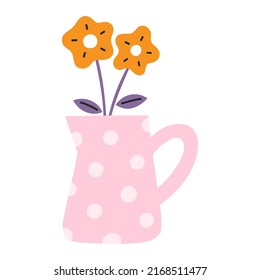 Flowers in a Jug Hand-drawn Vector Illustration