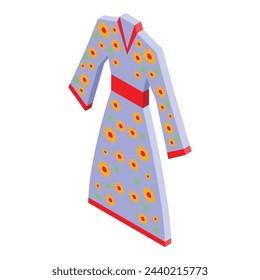Flowers kimono icon isometric vector. Asian design. Fashion culture