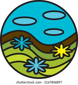 Flowers landscape, illustration, vector on a white background.
