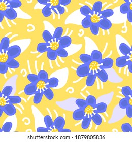 The flowers are large on a yellow background.
Pattern for textiles, fabric, background, packaging paper, Wallpaper.