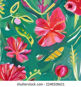 Flores, hojas, rama. Ilustración vectorial de acuarela floral dibujada a mano para tela. Fondo vectorial para su diseño.