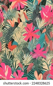 Flowers, leaf, branch. Hand drawn floral watercolor vector illustration for fabric. Vector background for your design.