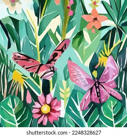 Flowers, leaf, branch. Hand drawn floral watercolor vector illustration for fabric. Vector background for your design.