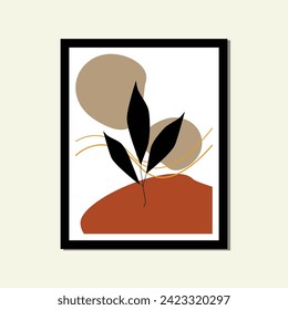 flowers leaf organic shape modern groovy floral minimalist , hand draw Abstract art background illustrations. Bohemian style of contemporary aesthetic for framed wall decoration, postcard, poster