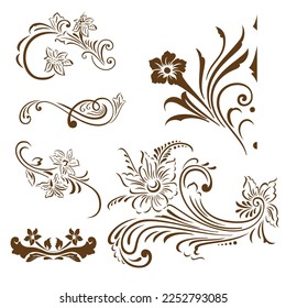Flores y hojas con ornamental