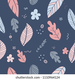 Flowers and leaf pretty spring pastel colors. Pattern with floral bouquet elements vector illustration. Cute hand drawn blossom garden nature elements for girls, isolated on white for greeting cards.