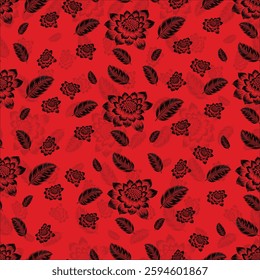 Flowers and leaf repeat  patterns for textiles
