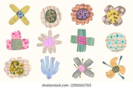 flowers and leaf, vector illustration collection. nature, isolated on white background, floral, watercolor