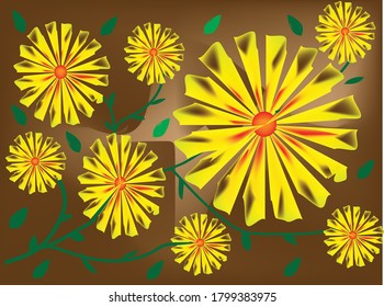 Flowers and leafs with background design