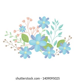 flowers and leafs decoration vector illustration