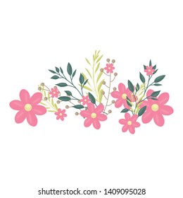 flowers and leafs decoration vector illustration
