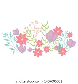 flowers and leafs decoration vector illustration