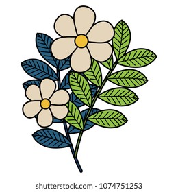 flowers and leafs decorative icon