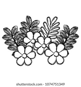 flowers and leafs decorative icon