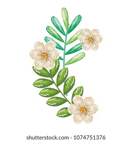 flowers and leafs decorative icon