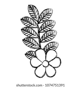 flowers and leafs decorative icon