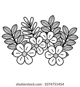 flowers and leafs decorative icon