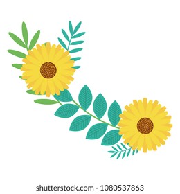 flowers and leafs decorative icon