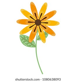 flowers and leafs decorative icon