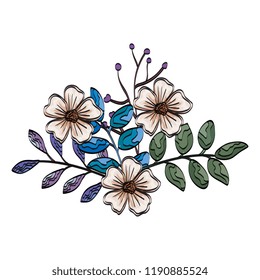 flores y hojas icono decorativo