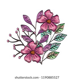 flowers and leafs decorative icon