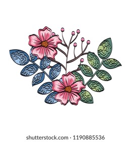 flowers and leafs decorative icon