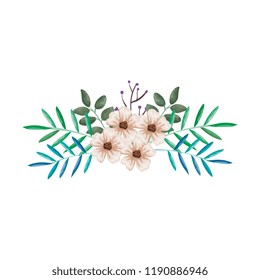 flowers and leafs decorative icon