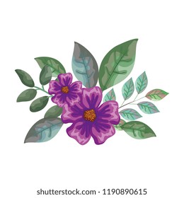 flowers and leafs decorative icon