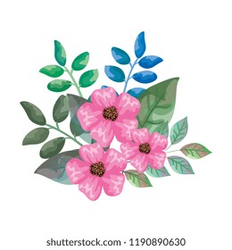 flowers and leafs decorative icon
