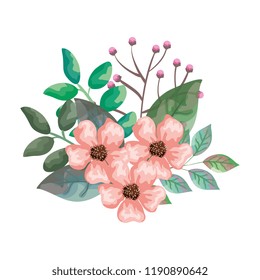 flowers and leafs decorative icon
