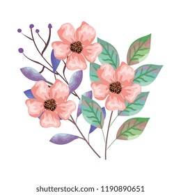 flowers and leafs decorative icon