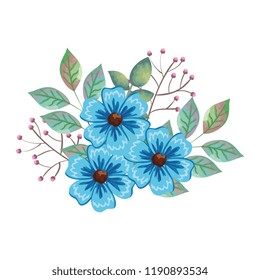 flowers and leafs decorative icon