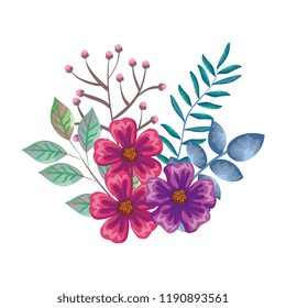 flowers and leafs decorative icon