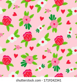Flowers and leafs decorative pattern – vector illustration